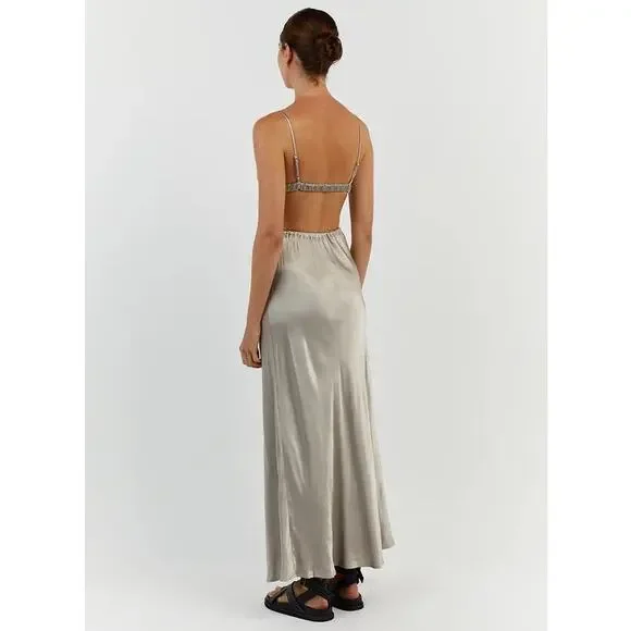 $70 NWT DISSH Bobby Pewter Silver Satin Bralette - 6 - Picture 4 of 9